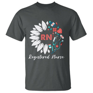 Registered Nurse T Shirt RN Pride Scrub Life Empowering Caregivers Sunflower TS02 Dark Heather Printyourwear