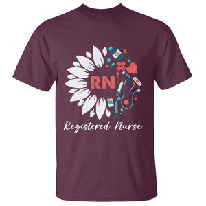Registered Nurse T Shirt RN Pride Scrub Life Empowering Caregivers Sunflower TS02 Maroon Printyourwear