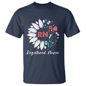 Registered Nurse T Shirt RN Pride Scrub Life Empowering Caregivers Sunflower TS02 Navy Printyourwear