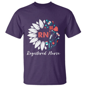 Registered Nurse T Shirt RN Pride Scrub Life Empowering Caregivers Sunflower TS02 Purple Printyourwear