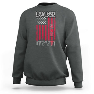Proud Nurse Sweatshirt I Am Not Most Women Medical Caregivers Nursing Scrub Life American Flag TS02 Dark Heather Printyourwear