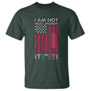 Proud Nurse T Shirt I Am Not Most Women Medical Caregivers Nursing Scrub Life American Flag TS02 Dark Forest Green Printyourwear