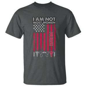 Proud Nurse T Shirt I Am Not Most Women Medical Caregivers Nursing Scrub Life American Flag TS02 Dark Heather Printyourwear