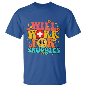 NICU Nurse T Shirt Will Work For Snuggles Labor & Delivery Life Retro Groovy TS02 Royal Blue Printyourwear