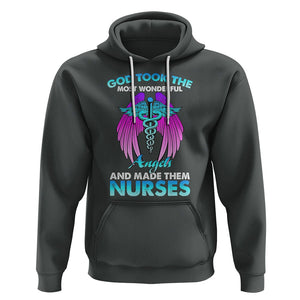 Proud Nurse Hoodie God Took The Most Wonderful Angels And Made Them Nurses Empowering Caregivers TS02 Dark Heather Printyourwear