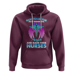 Proud Nurse Hoodie God Took The Most Wonderful Angels And Made Them Nurses Empowering Caregivers TS02 Maroon Printyourwear