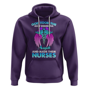 Proud Nurse Hoodie God Took The Most Wonderful Angels And Made Them Nurses Empowering Caregivers TS02 Purple Printyourwear