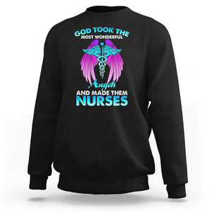 Proud Nurse Sweatshirt God Took The Most Wonderful Angels And Made Them Nurses Empowering Caregivers TS02 Black Printyourwear