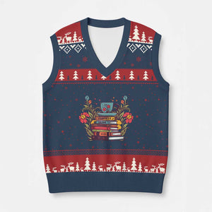 Subtle FDT V-Neck Knit Sweater Vest Fantasy Drama Tragedy Book Lover TS02 Navy Red Print Your Wear
