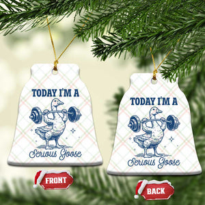 Funny Workout Silly Goose Ceramic Ornament Today I'm A Serious Goose Lifting Weights Gym TS02 Print Your Wear