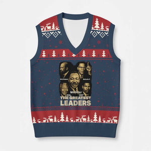 The Greatest Black Leaders Tribute V-Neck Knit Sweater Vest Civil Rights Icons Legacy TS02 Navy Red Print Your Wear