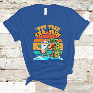Tis The Sea-Sun Santa Beach Summer Season Christmas In July T Shirt TS02 Royal Blue Printyourwear