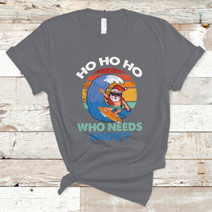 Funny Santa Surfing Christmas In July Summer Hawaii Beach T Shirt TS02 Charcoal Printyourwear