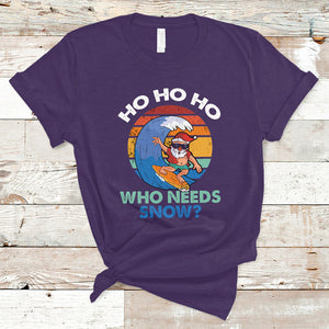Funny Santa Surfing Christmas In July Summer Hawaii Beach T Shirt TS02 Purple Printyourwear
