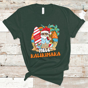 Mele Kalikimaka Palm Tree Hawaiian Santa Christmas In July T Shirt TS02 Dark Forest Green Printyourwear