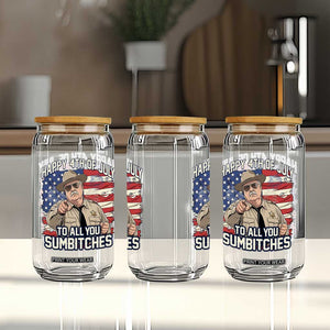 Happy 4th of July To All You Sumbitches Funny Sheriff Glass Can Retro Movie Quote Inspo Country Humor