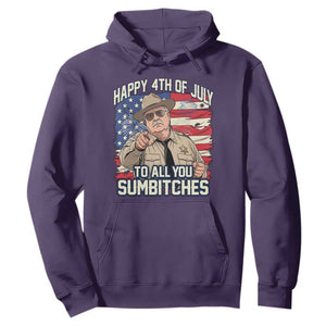 Happy 4th of July To All You Sumbitches Funny Sheriff Hoodie Retro Movie Quote Inspo Country Humor