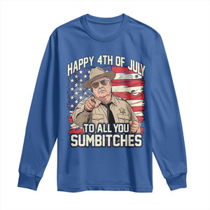 Happy 4th of July To All You Sumbitches Funny Sheriff Long Sleeve Shirt Retro Movie Quote Inspo Country Humor