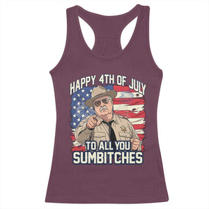 Happy 4th of July To All You Sumbitches Funny Sheriff Racerback Tank Top Retro Movie Quote Inspo Country Humor