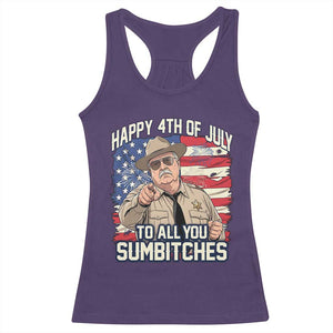 Happy 4th of July To All You Sumbitches Funny Sheriff Racerback Tank Top Retro Movie Quote Inspo Country Humor
