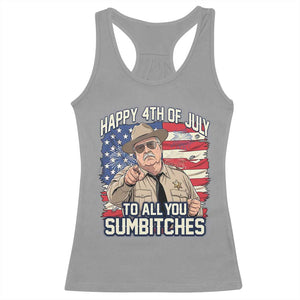Happy 4th of July To All You Sumbitches Funny Sheriff Racerback Tank Top Retro Movie Quote Inspo Country Humor