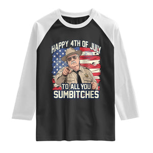 Happy 4th of July To All You Sumbitches Funny Sheriff Raglan Shirt Retro Movie Quote Inspo Country Humor