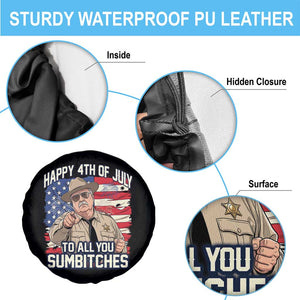 Happy 4th of July To All You Sumbitches Funny Sheriff Spare Tire Cover Retro Movie Quote Inspo Country Humor