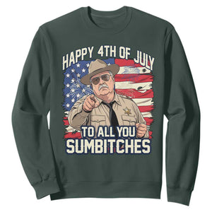 Happy 4th of July To All You Sumbitches Funny Sheriff Sweatshirt Retro Movie Quote Inspo Country Humor