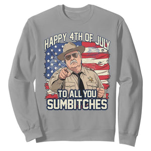 Happy 4th of July To All You Sumbitches Funny Sheriff Sweatshirt Retro Movie Quote Inspo Country Humor