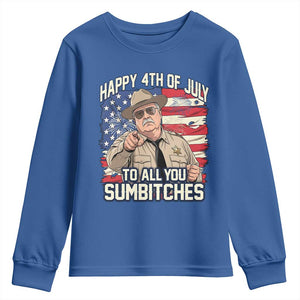Happy 4th of July To All You Sumbitches Funny Sheriff Youth Sweatshirt Retro Movie Quote Inspo Country Humor