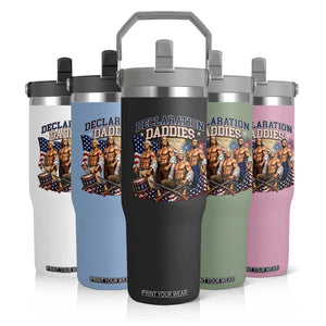 1776 America Declaration Daddies Patriotic Flip Straw Tumbler Funny Buff Founding Fathers Muscular Patriots