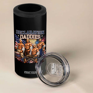 1776 America Declaration Daddies Patriotic 4 in 1 Can Cooler Tumbler Funny Buff Founding Fathers Muscular Patriots