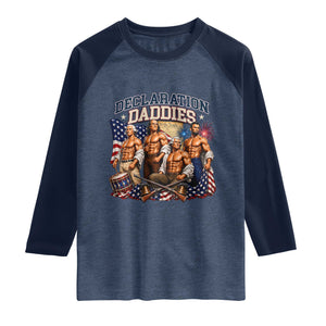 1776 America Declaration Daddies Patriotic Raglan Shirt Funny Buff Founding Fathers Muscular Patriots