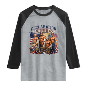 1776 America Declaration Daddies Patriotic Raglan Shirt Funny Buff Founding Fathers Muscular Patriots