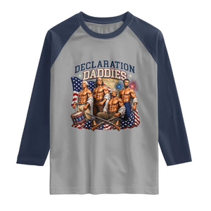 1776 America Declaration Daddies Patriotic Raglan Shirt Funny Buff Founding Fathers Muscular Patriots