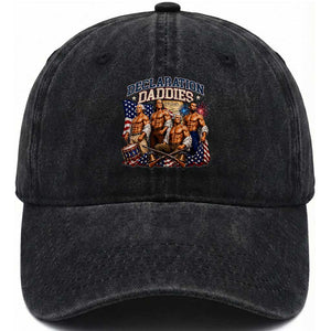 1776 America Declaration Daddies Patriotic Washed Cotton Baseball Cap Funny Buff Founding Fathers Muscular Patriots