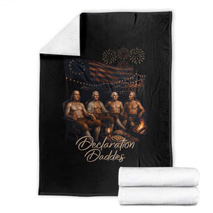 Declaration Daddies Campfire Gathering Graphic Throw Blanket Shirtless Founding Fathers Patriotic Summer 4th of July Celebration