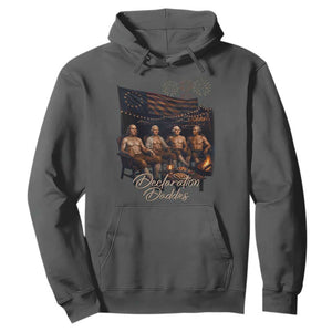 Declaration Daddies Campfire Gathering Graphic Hoodie Shirtless Founding Fathers Patriotic Summer 4th of July Celebration