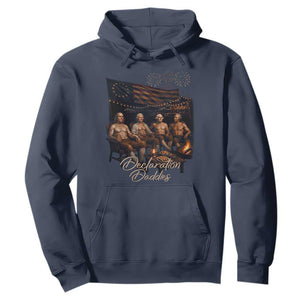 Declaration Daddies Campfire Gathering Graphic Hoodie Shirtless Founding Fathers Patriotic Summer 4th of July Celebration