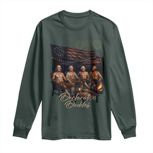Declaration Daddies Campfire Gathering Graphic Long Sleeve Shirt Shirtless Founding Fathers Patriotic Summer 4th of July Celebration