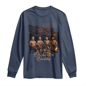 Declaration Daddies Campfire Gathering Graphic Long Sleeve Shirt Shirtless Founding Fathers Patriotic Summer 4th of July Celebration