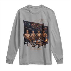 Declaration Daddies Campfire Gathering Graphic Long Sleeve Shirt Shirtless Founding Fathers Patriotic Summer 4th of July Celebration