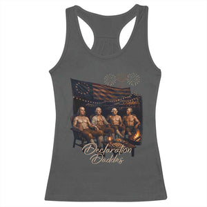Declaration Daddies Campfire Gathering Graphic Racerback Tank Top Shirtless Founding Fathers Patriotic Summer 4th of July Celebration