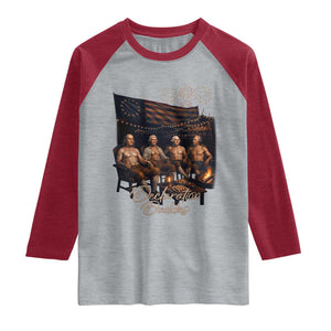 Declaration Daddies Campfire Gathering Graphic Raglan Shirt Shirtless Founding Fathers Patriotic Summer 4th of July Celebration