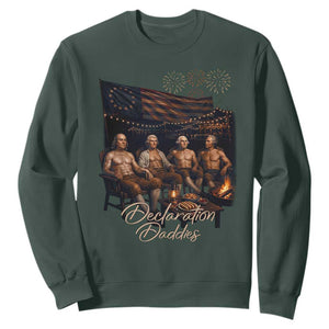 Declaration Daddies Campfire Gathering Graphic Sweatshirt Shirtless Founding Fathers Patriotic Summer 4th of July Celebration