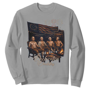 Declaration Daddies Campfire Gathering Graphic Sweatshirt Shirtless Founding Fathers Patriotic Summer 4th of July Celebration