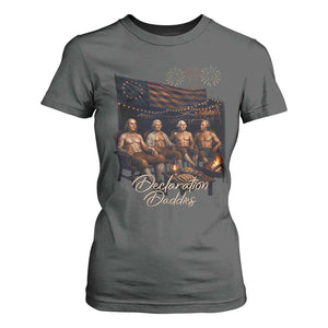Declaration Daddies Campfire Gathering Graphic T Shirt For Women Shirtless Founding Fathers Patriotic Summer 4th of July Celebration