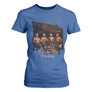 Declaration Daddies Campfire Gathering Graphic T Shirt For Women Shirtless Founding Fathers Patriotic Summer 4th of July Celebration