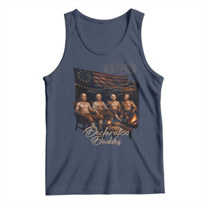 Declaration Daddies Campfire Gathering Graphic Tank Top Shirtless Founding Fathers Patriotic Summer 4th of July Celebration