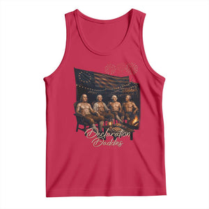 Declaration Daddies Campfire Gathering Graphic Tank Top Shirtless Founding Fathers Patriotic Summer 4th of July Celebration